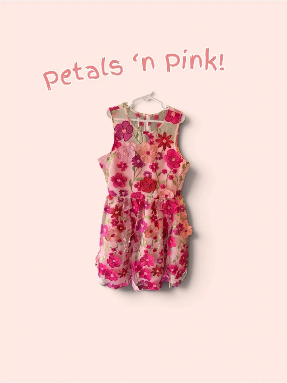 Girls Pink Floral Embroidered Party Dress